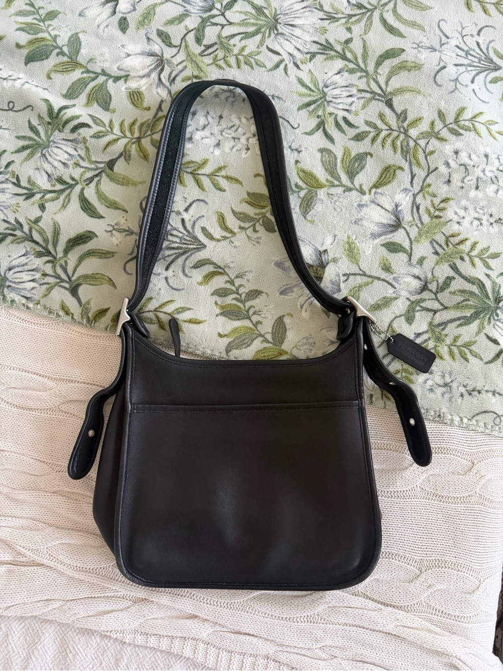 Coach Black Leather Legacy Shoulder Bag with Silver Hardware